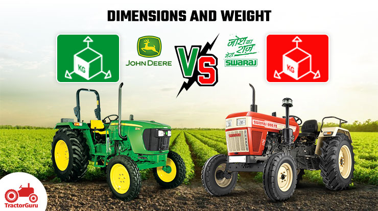 John Deere 5310 Vs Swaraj 855: Dimensions and Weight