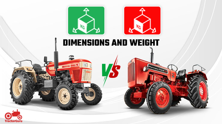 Mahindra 575 DI XP PLUS and Swaraj 855 FE Dimensions and Weight