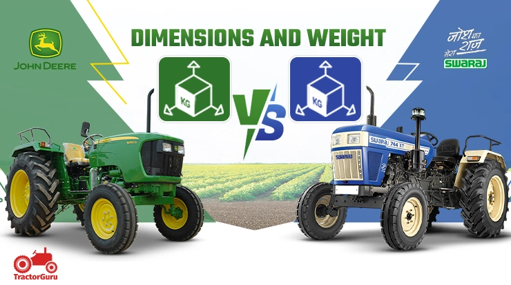 Dimensions and Weight: Swaraj 744 XT or John Deere 5050 D