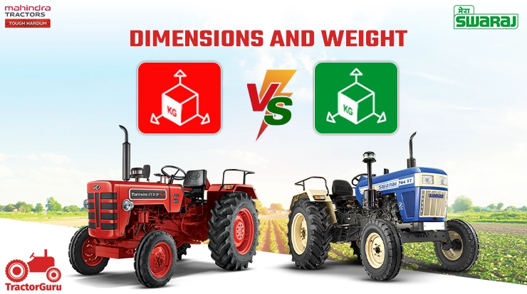 Dimensions and Weight  of Swaraj 744 and Mahindra 475 di