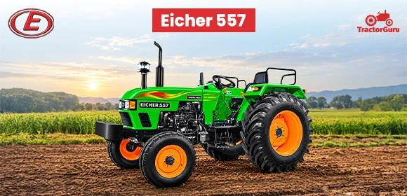 Eicher 557 tractor in a field.