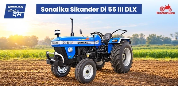 Sonalika Sikander Di 55 III DLX tractor in a farm field