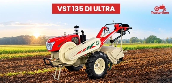 VST 135 DI ULTRA power tiller parked on land.
